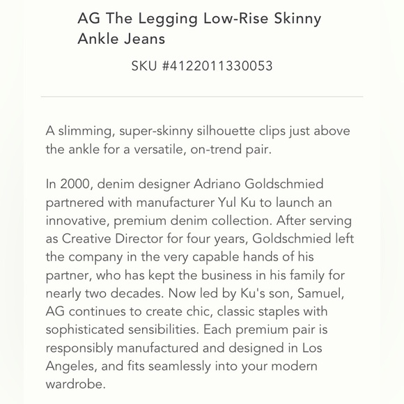 Anthropologie | AG The Legging Low-Rise Skinny Ankle Jean Size 31 - Picture 11 of 12